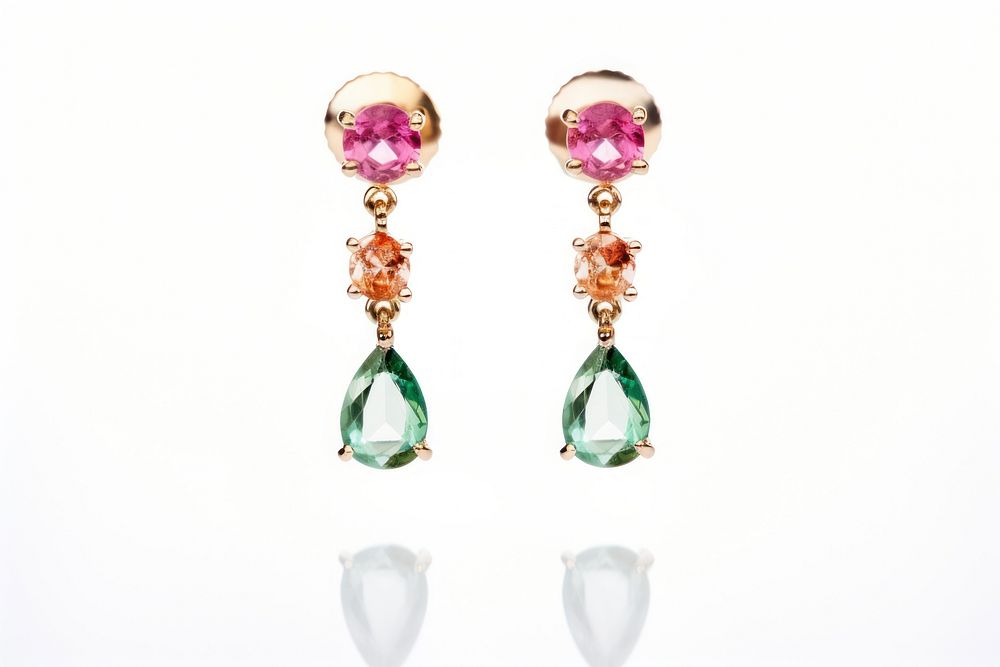 Gemstone earring jewelry white background. AI generated Image by rawpixel.