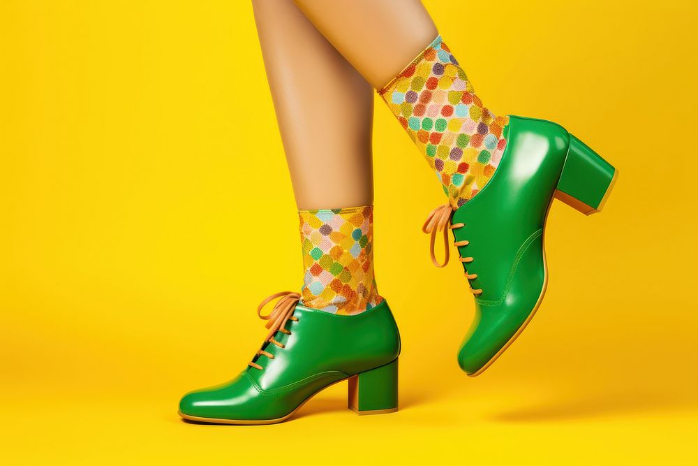 Shoe footwear yellow green. AI generated Image by rawpixel.
