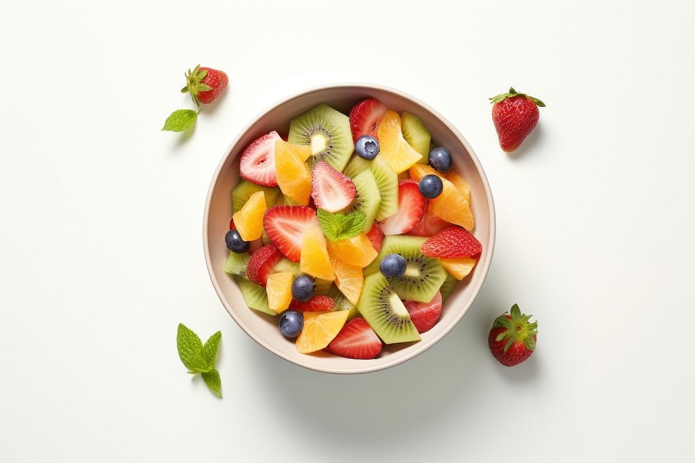 Fruit bowl strawberry salad. AI generated Image by rawpixel.