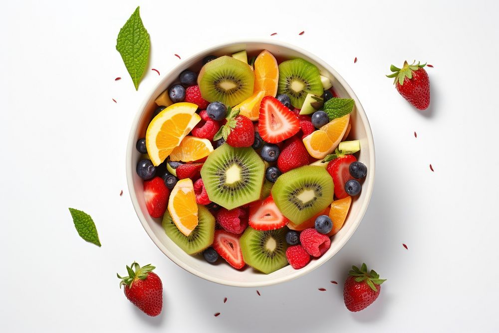 Fruit salad bowl strawberry. AI generated Image by rawpixel.