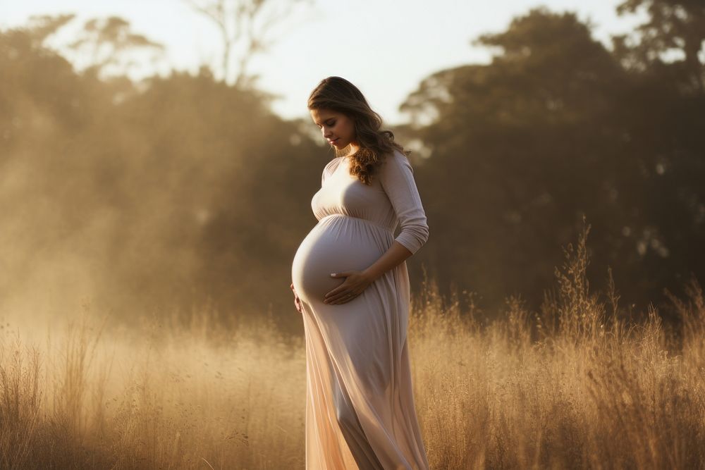 Nature pregnant portrait outdoors. AI generated Image by rawpixel.