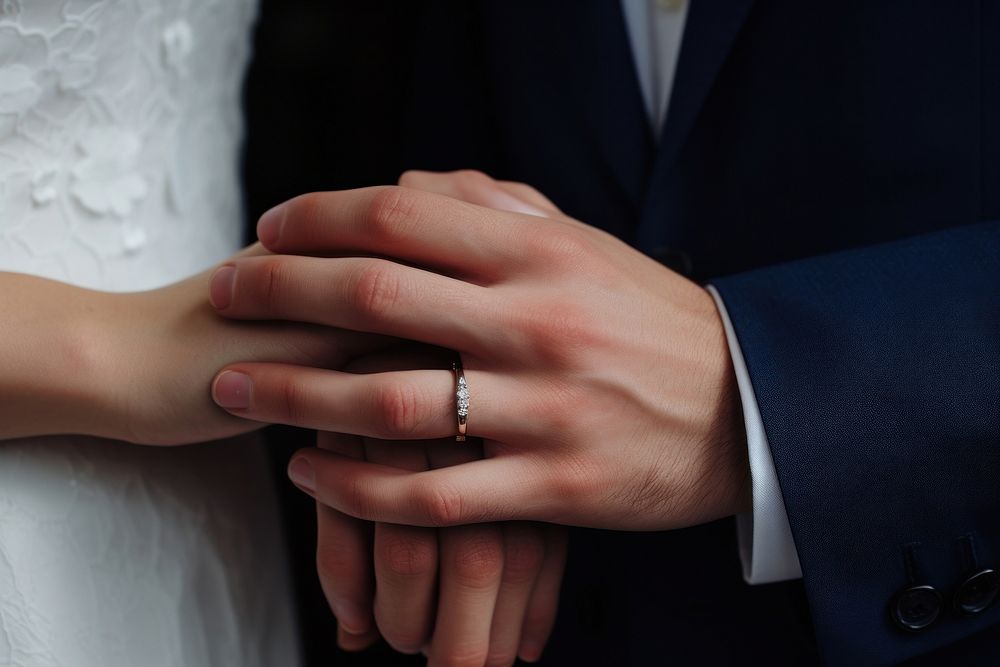 Wedding finger bride ring. 