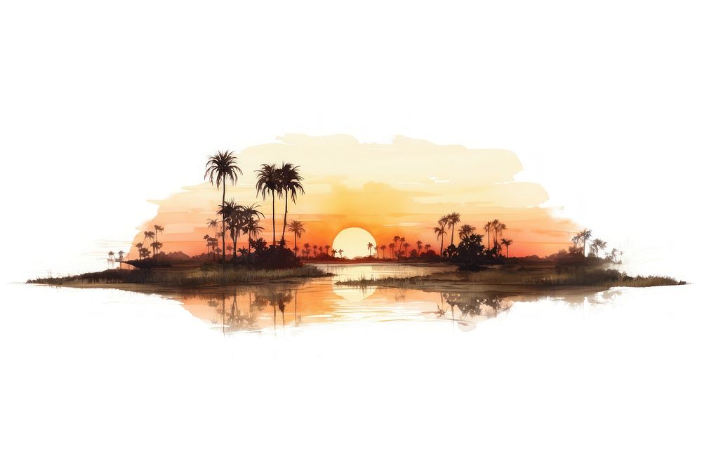 Sunset landscape sunlight outdoors. AI generated Image by rawpixel.