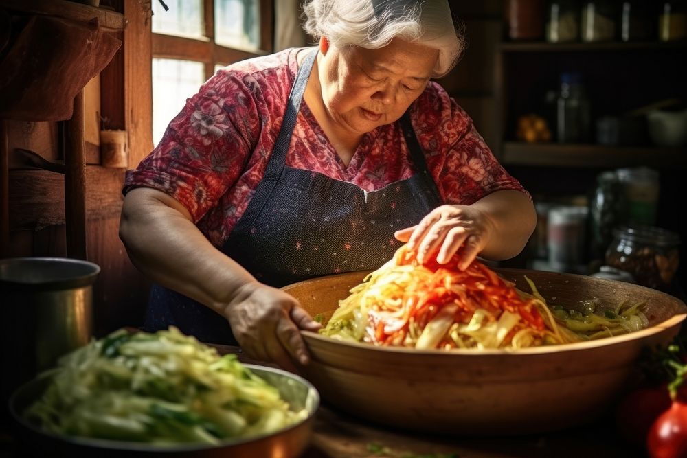 Cooking adult food dish. 