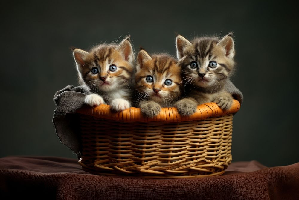 Kitten basket animal mammal. AI generated Image by rawpixel.