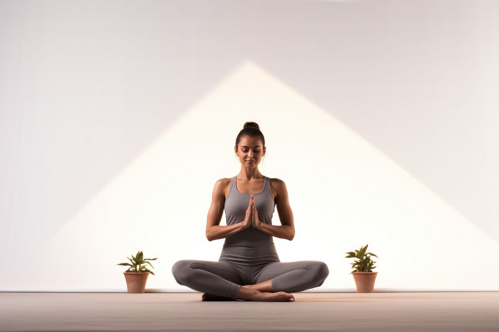 Yoga sitting sports nature. AI generated Image by rawpixel.