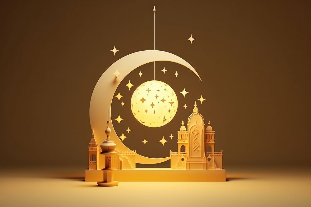 Architecture building night moon. AI generated Image by rawpixel.