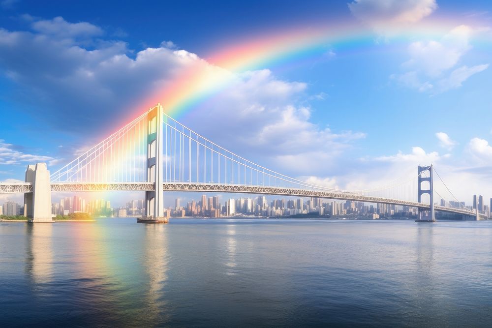 Rainbow nature bridge architecture. AI generated Image by rawpixel.