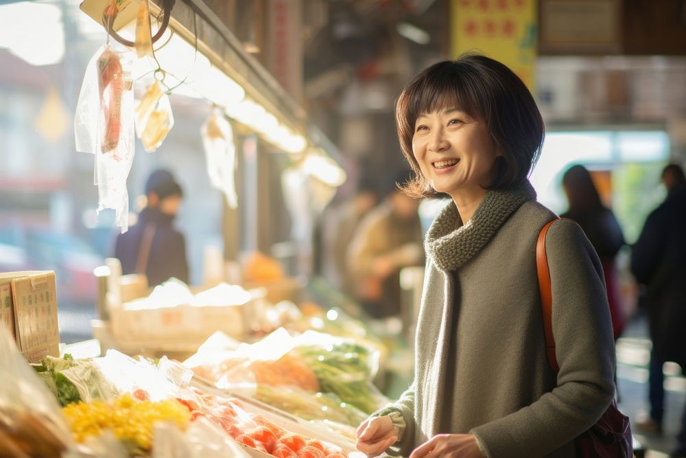 Market shopping adult smile. AI generated Image by rawpixel.