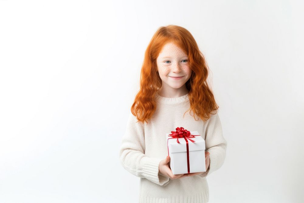 Standing child gift girl. 