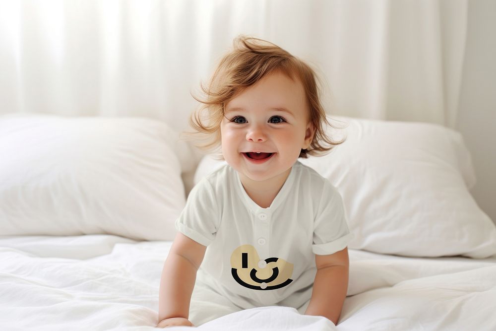 Cheerful baby in cute pajamas