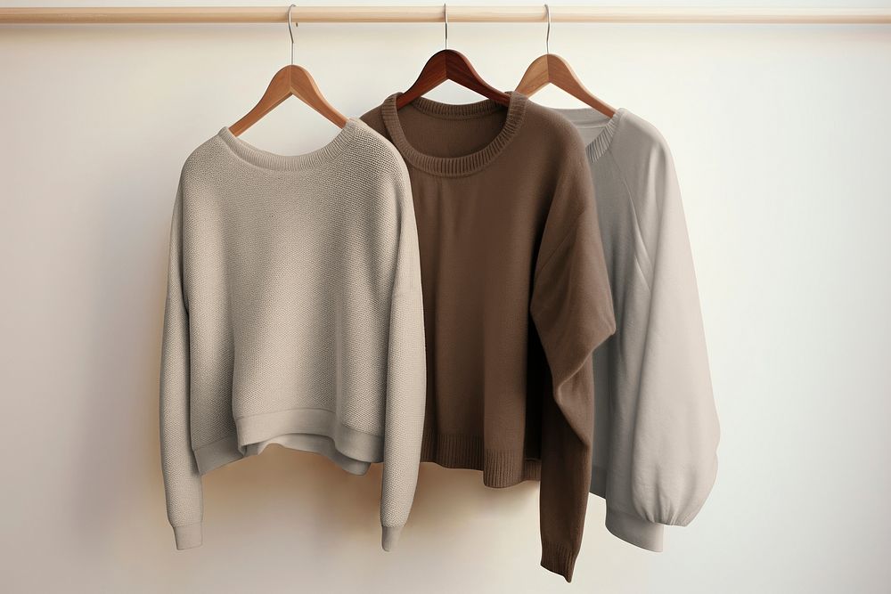 Sweater mockup, earth tone minimal fashion