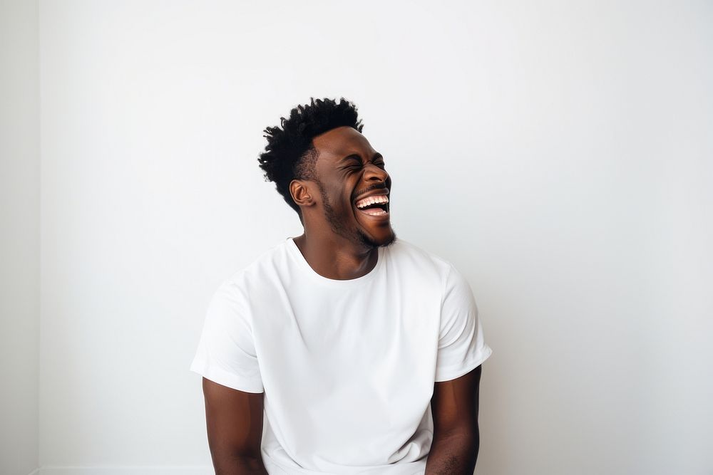 Laughing adult white man. 
