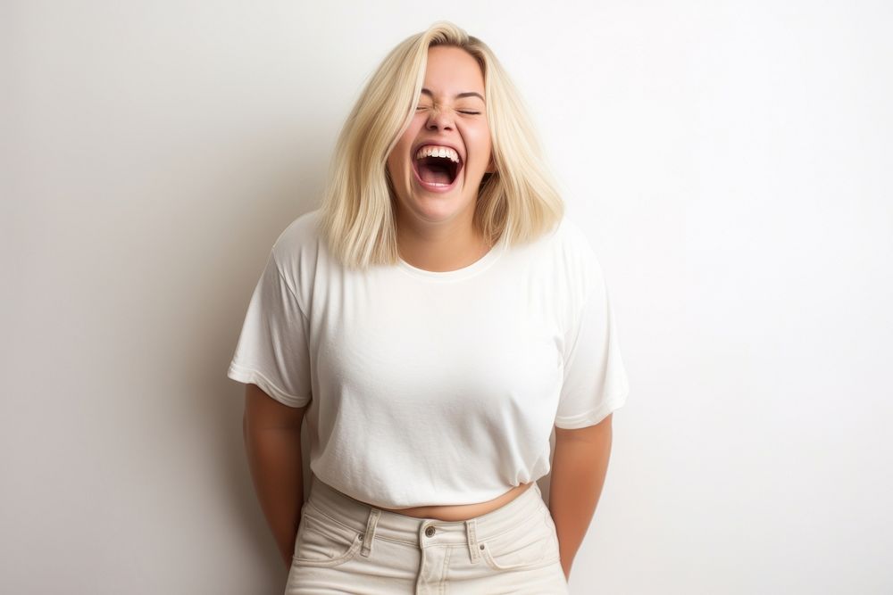 Laughing shouting t-shirt adult. AI generated Image by rawpixel.