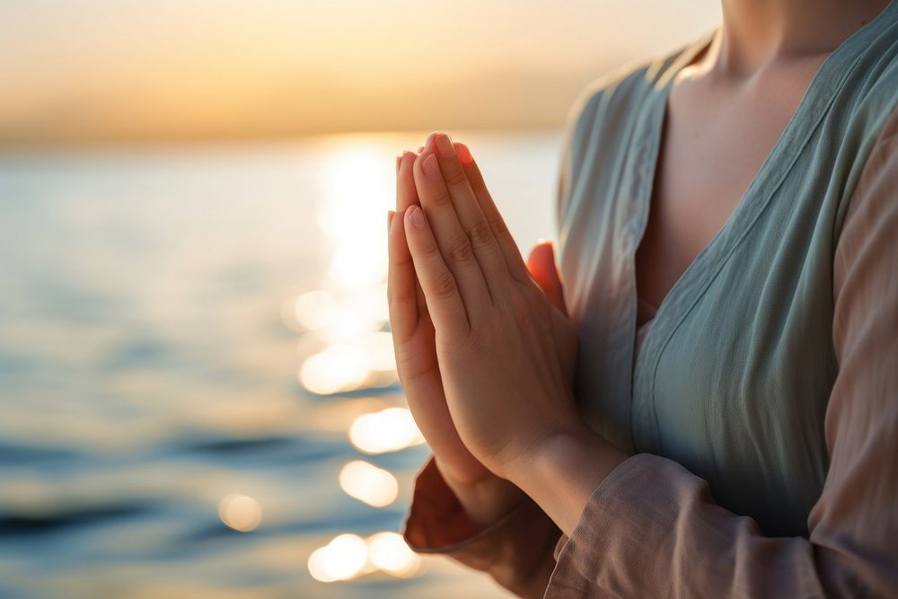 Meditating female prayer adult. AI generated Image by rawpixel.