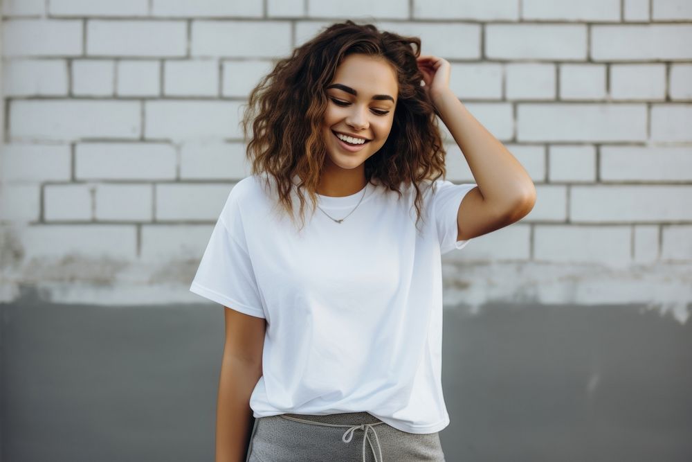 T-shirt sleeve smile white. 