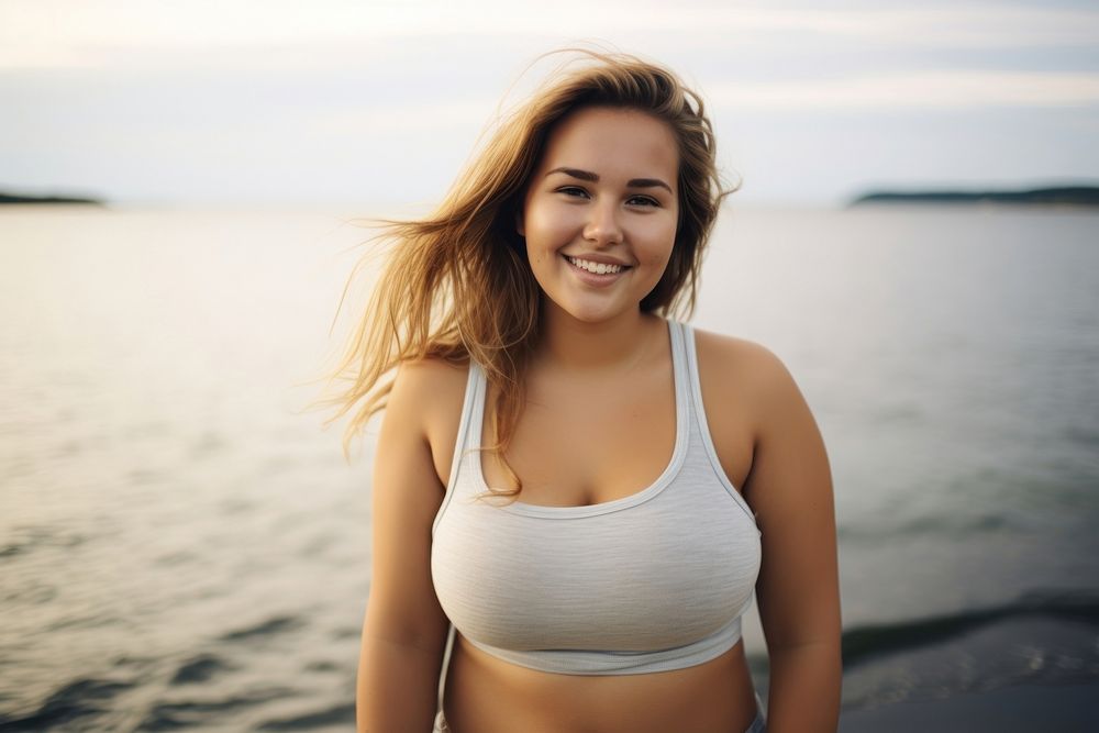 Outdoors swimwear portrait smiling. AI generated Image by rawpixel.