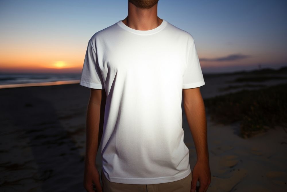 T-shirt outdoors sleeve beach. 