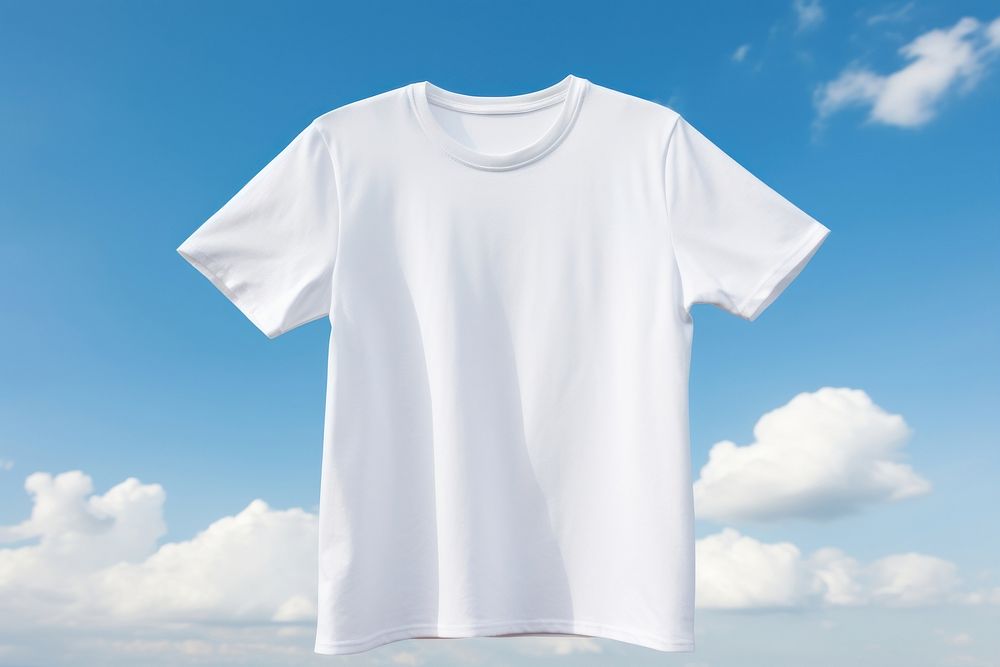 T-shirt sleeve white sky. 