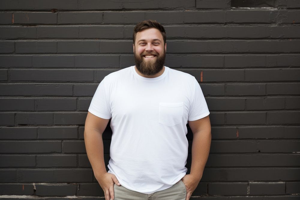 T-shirt portrait beard adult. AI generated Image by rawpixel.