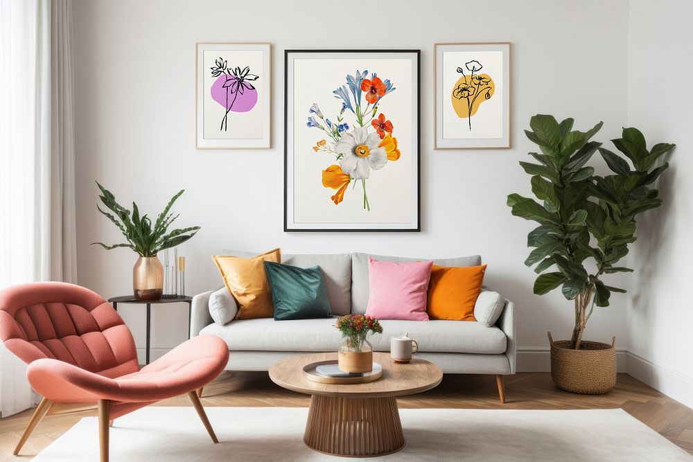 Cozy living room, aesthetic interior design