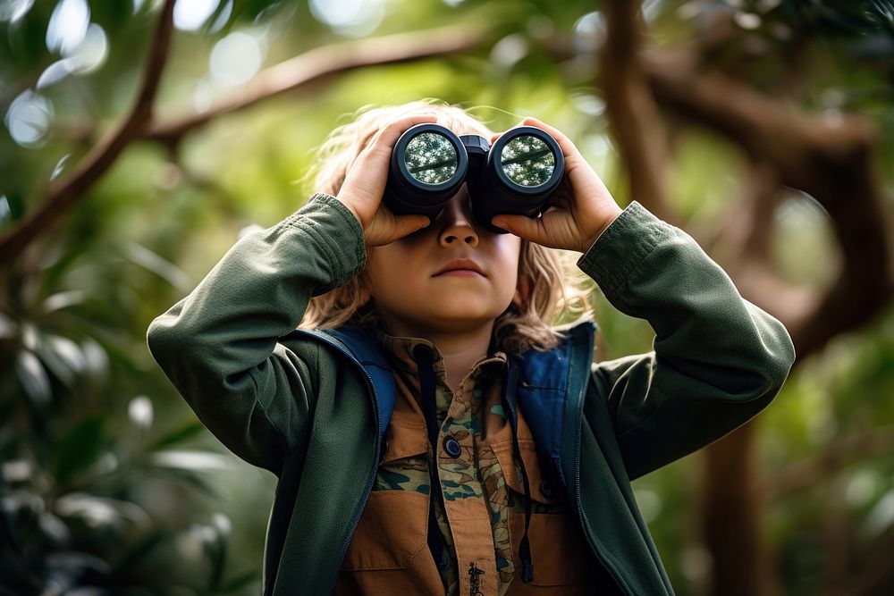 Binoculars holding camera forest. AI generated Image by rawpixel.