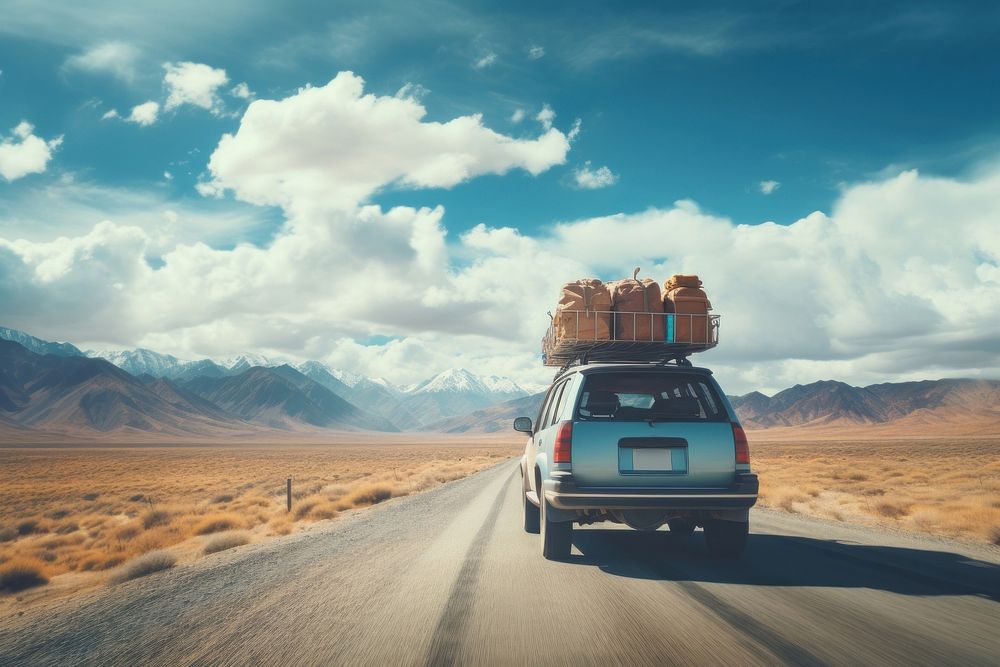 Vacation vehicle road sky. AI generated Image by rawpixel.