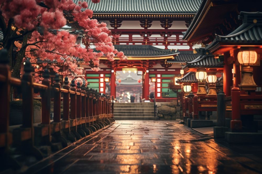 Temple architecture building shrine. AI generated Image by rawpixel.