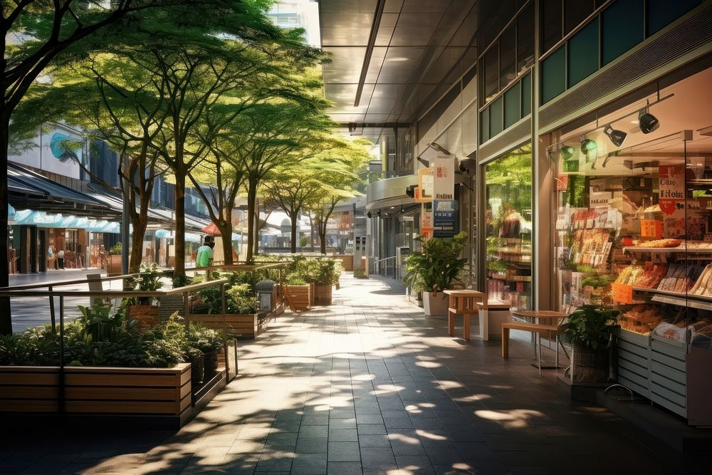 Shopping street market plant. 