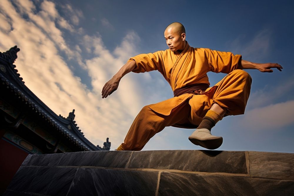 Temple sports adult monk. AI generated Image by rawpixel.