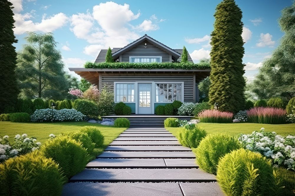 Garden grass architecture outdoors. AI generated Image by rawpixel.