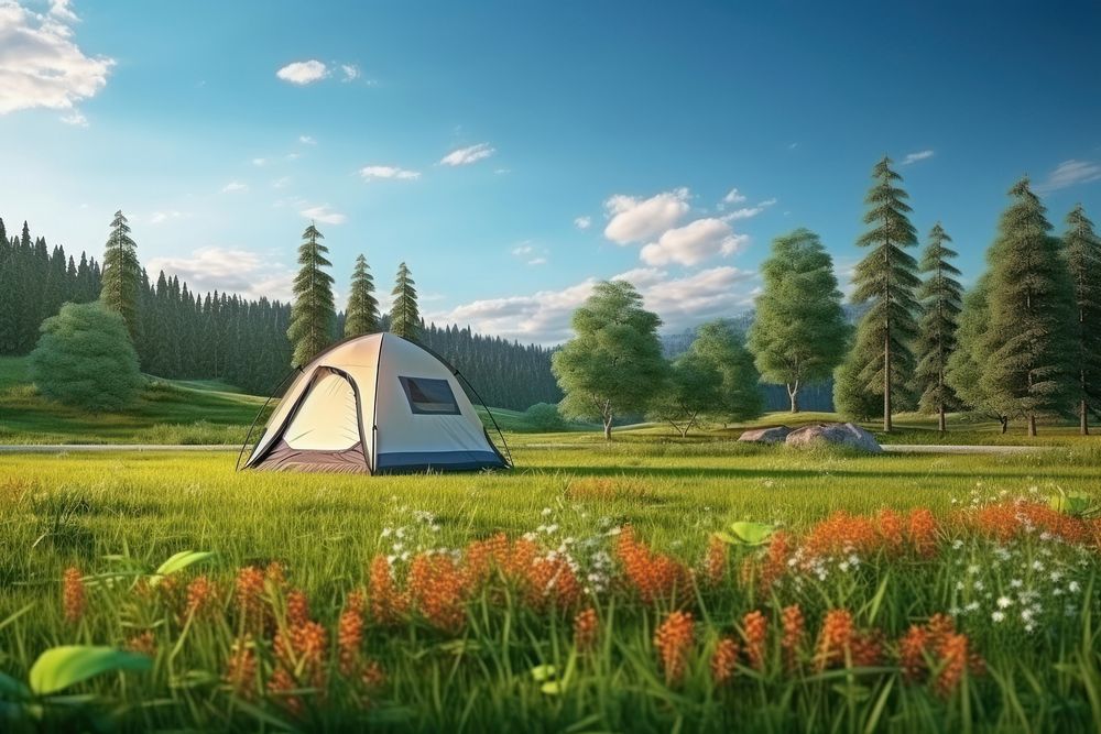 Camping outdoors nature grass. AI generated Image by rawpixel.