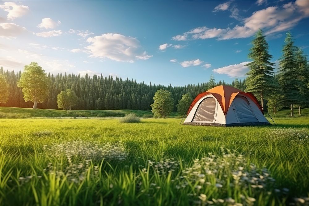 Camping landscape outdoors nature. AI generated Image by rawpixel.