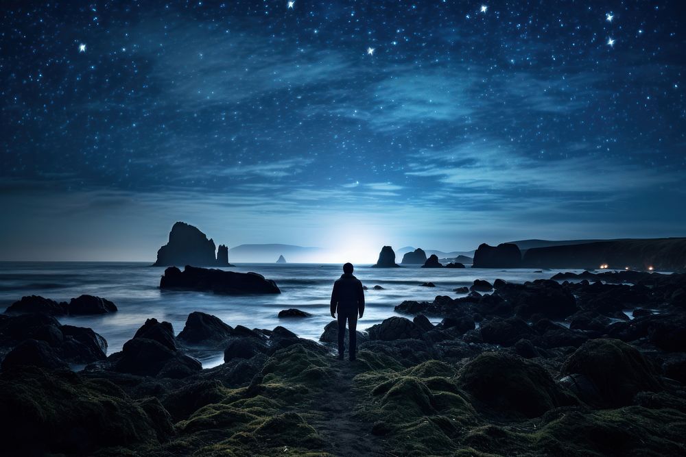 Night sky landscape outdoors. AI generated Image by rawpixel.