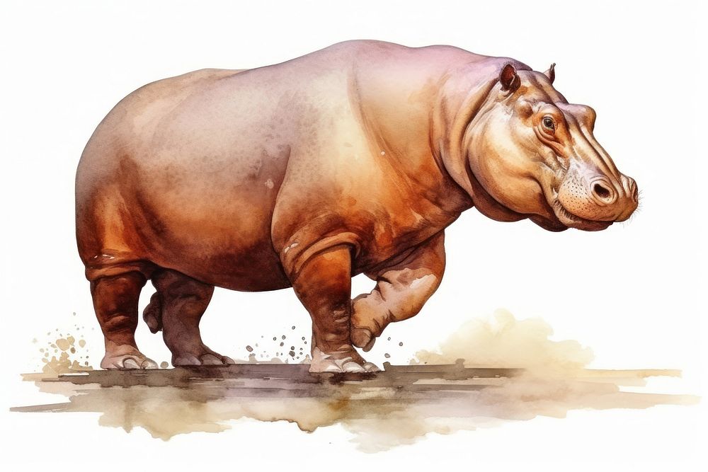 Wildlife animal mammal hippo. AI generated Image by rawpixel.