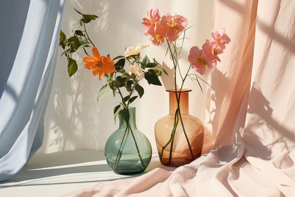 Flower vase windowsill glass. AI generated Image by rawpixel.