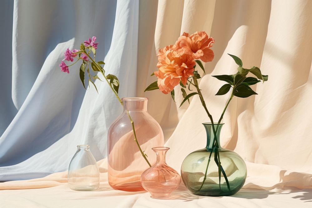 Flower glass vase table. AI generated Image by rawpixel.