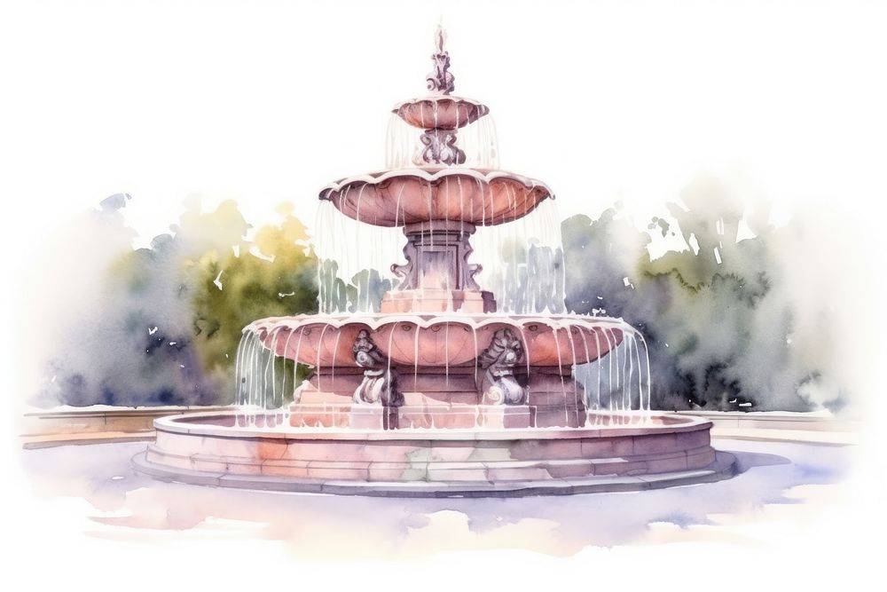 Fountain architecture water creativity. AI generated Image by rawpixel.