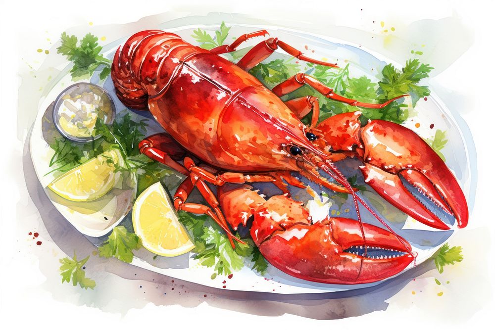 Lobster seafood plate invertebrate. AI generated Image by rawpixel.