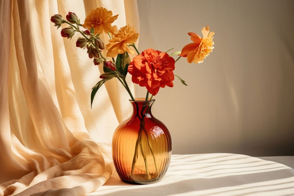 Flower vase glass table. Premium Photo rawpixel