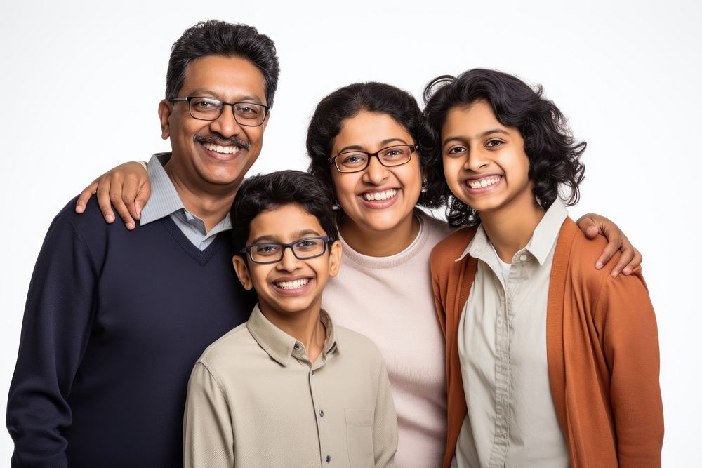 Laughing smiling glasses family