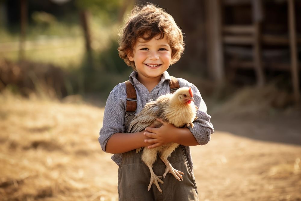 Cheerful holding chicken animal. AI generated Image by rawpixel.