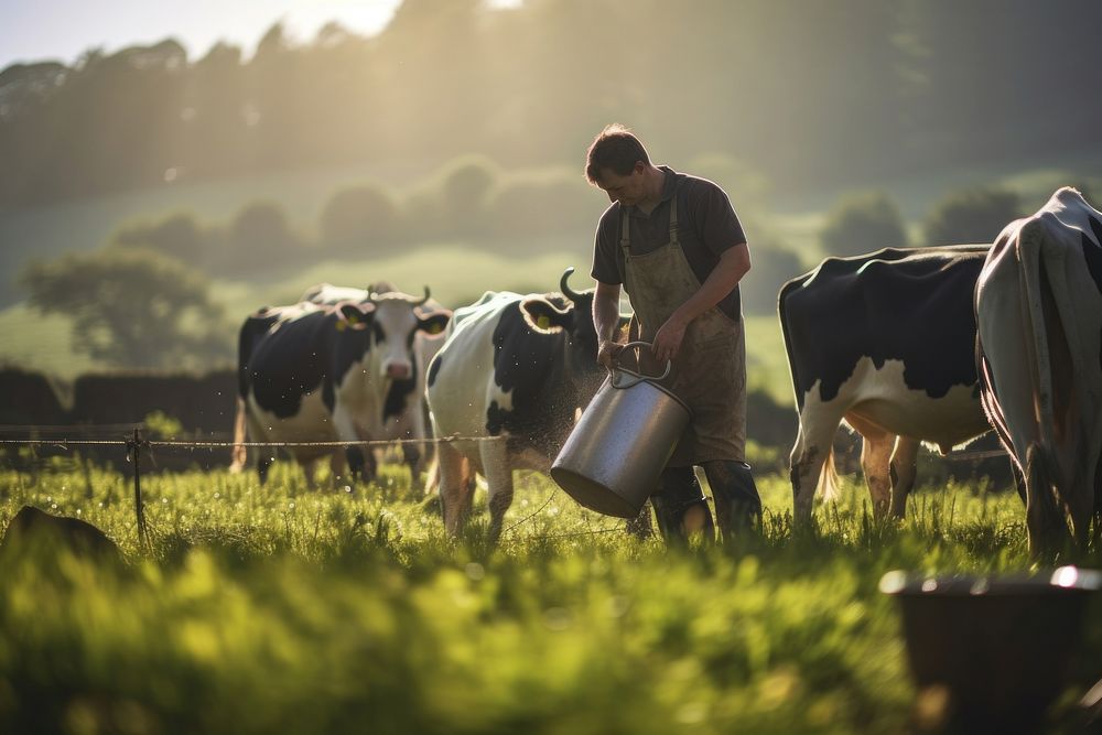 Field farm cow livestock. AI generated Image by rawpixel.