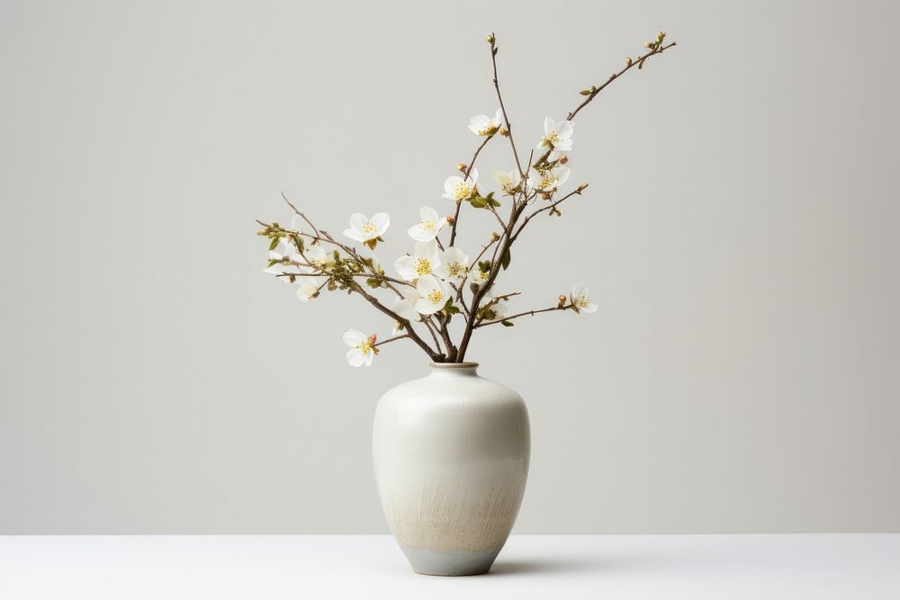 Flower vase pottery blossom. AI generated Image by rawpixel.