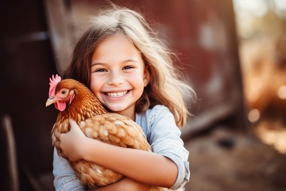 Cheerful chicken poultry animal. 