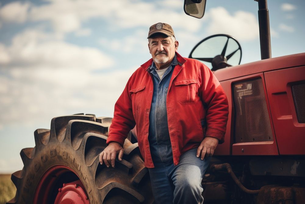 Standing portrait tractor vehicle. 