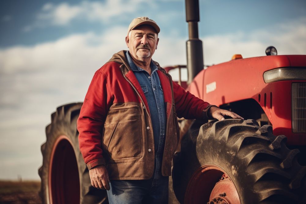 Standing tractor vehicle farmer. AI generated Image by rawpixel.