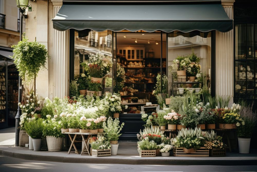 Flower plant city shop. AI generated Image by rawpixel.