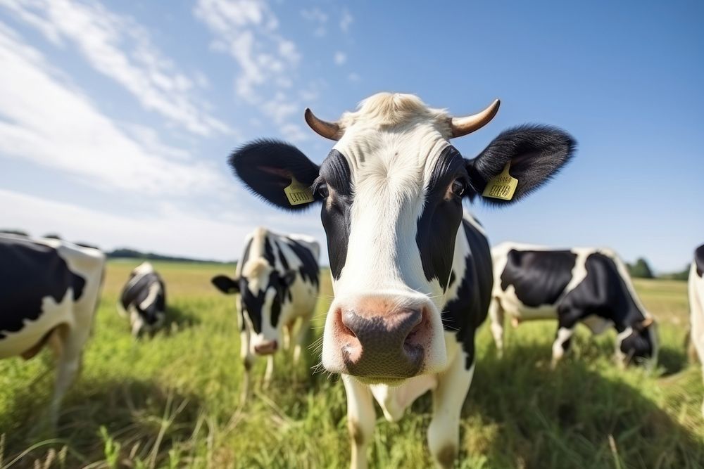 Field cow livestock grassland. 