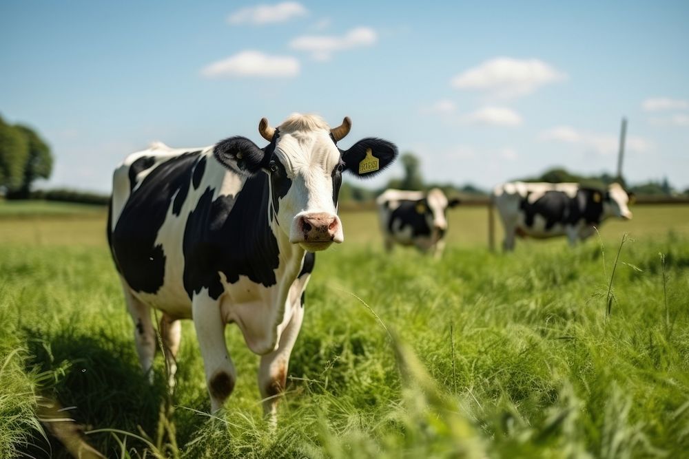 Field cow livestock grassland. 